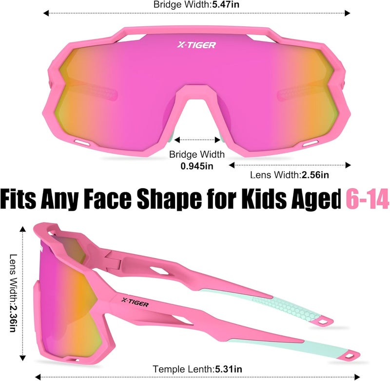 Xtiger Kids Sunglasses Polarized Youth Baseball Sunglasses for 8-14 boys girls UV400 Sports Softball Cycling Glasses - Image 3